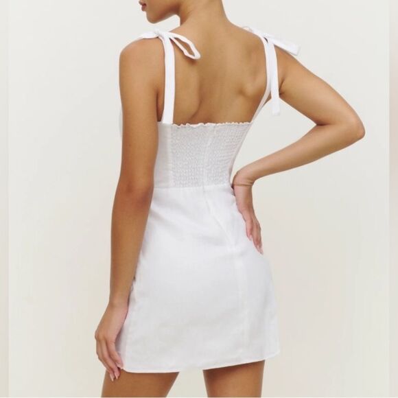 NWT Reformation White Pearson Linen Mini Dress Size 10 - Picture 2 of 7